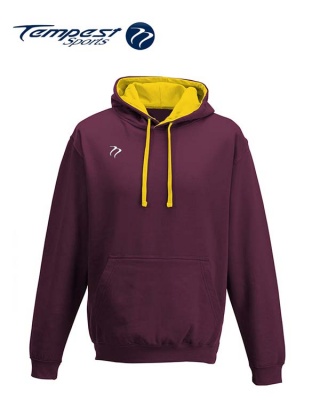 Tempest Lightweight Burgundy Gold Hooded Sweatshirt